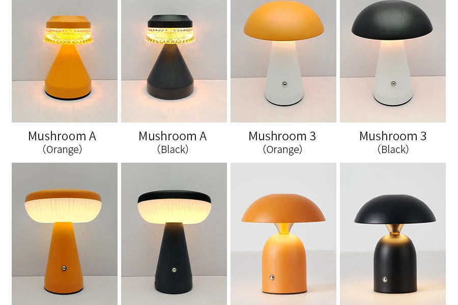 Lampe de Bureau Champignon LED – Tactile, Rechargeable &amp; Dimmable – Style Nordique