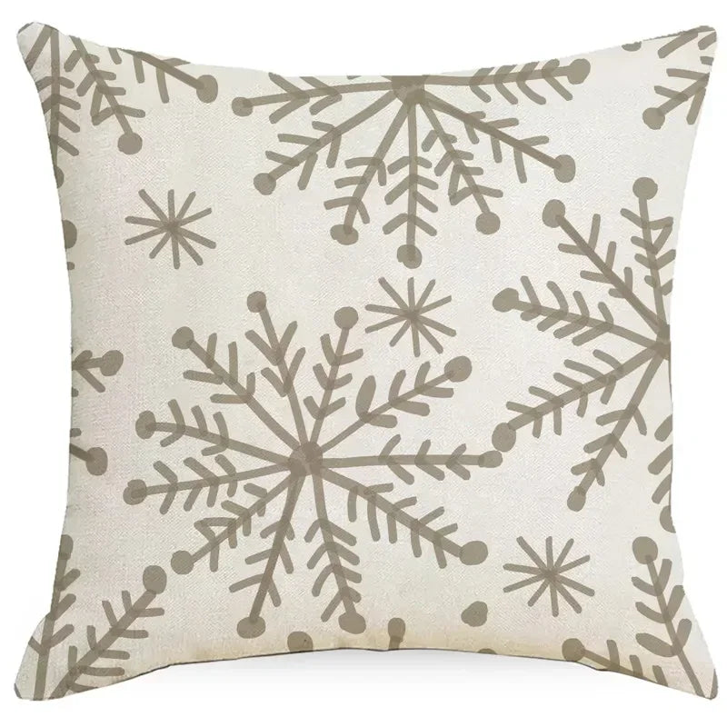 Housse de Coussin Noël ❄️🦨 | Flocons &amp; Cerfs – Décoration Fêtes &amp; Canapé