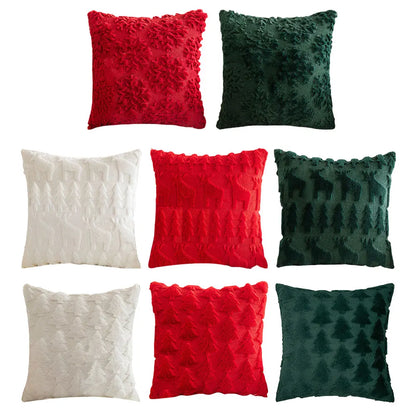 Housse de Coussin Noël 🎄 | Peluche Douce 45x45 cm – Arbre, Renne – Déco Fêtes