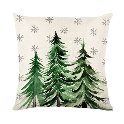 Housse de Coussin Noël ❄️🦨 | Flocons &amp; Cerfs – Décoration Fêtes &amp; Canapé