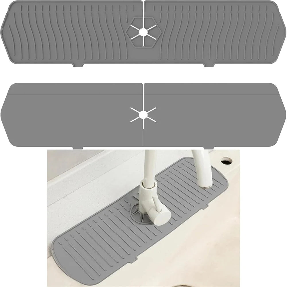Tapis de Robinet en Silicone – Protection Plan de Travail Cuisine &amp; Salle de Bain | 35-61cm