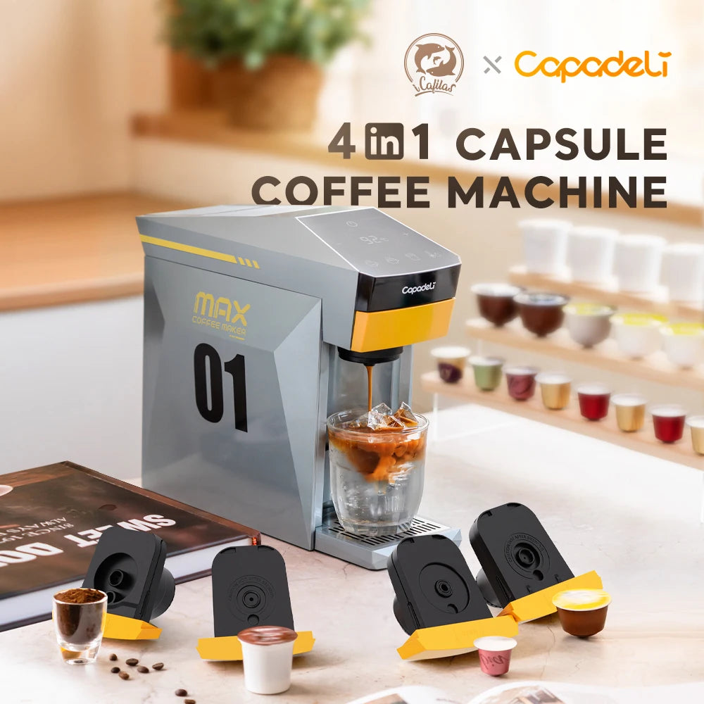 Machine à Café Capsules 4-en-1 Capadeli – Compatible Nespresso, DG, K-Cup &amp; Café Moulu