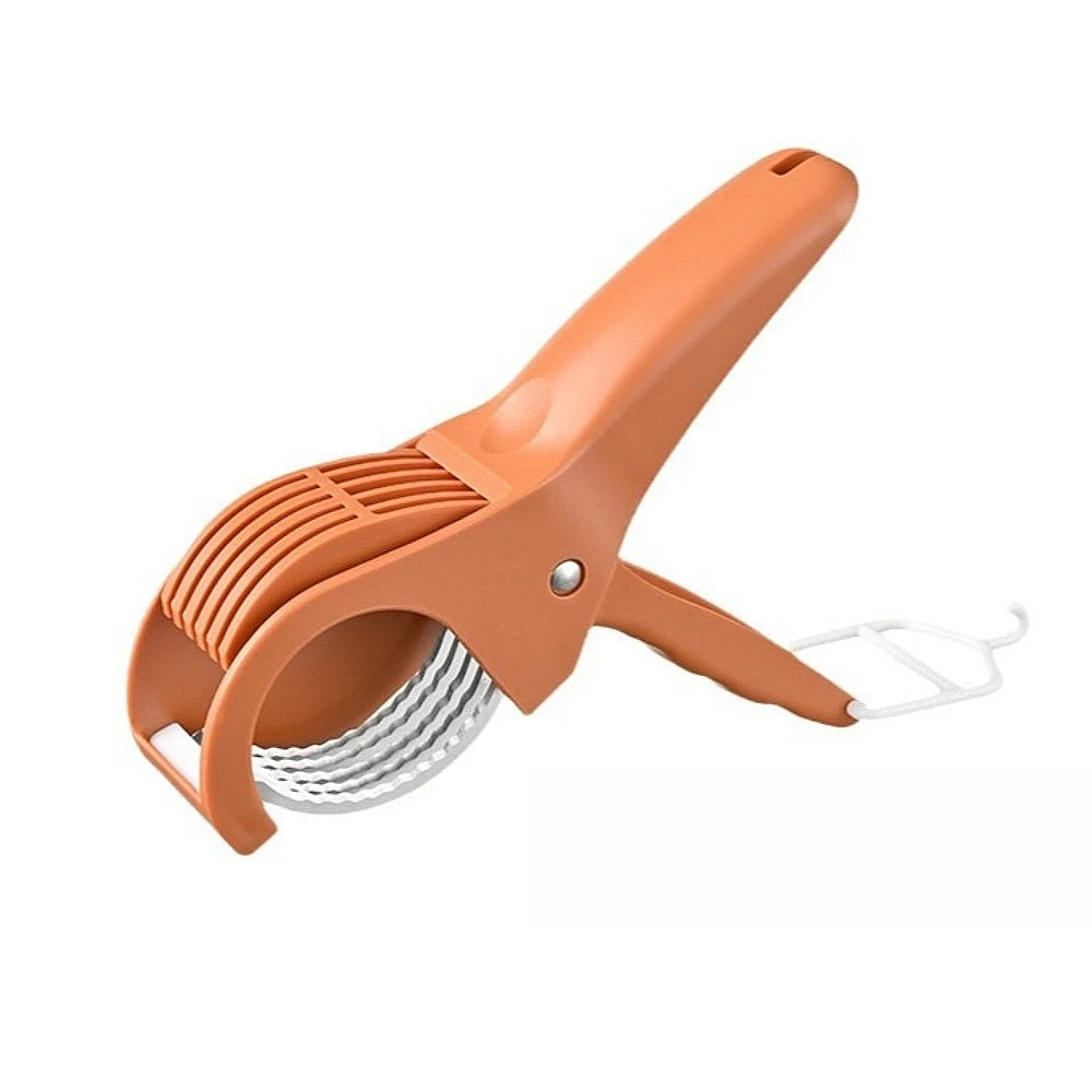 Trancheur Multifonction Inox – Légumes, Fruits &amp; Saucisses | Vert &amp; Orange