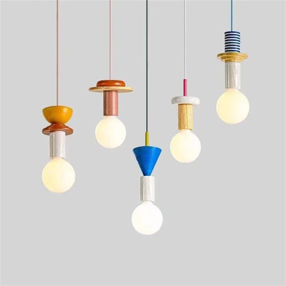 Suspension Bois Style Nordique – LED E27 Dimmable – 8 Formes – Salon, Chambre &amp; Restaurant