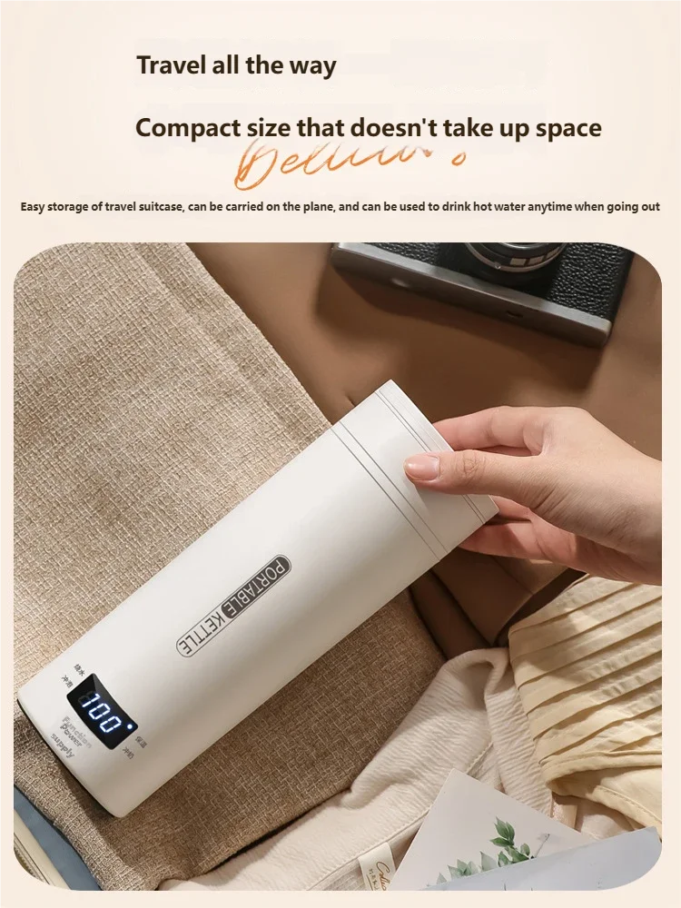Bouilloire Électrique Portable HOMEFISH 450 ml – Chauffe‑Eau de Voyage, Anti‑Brûlure, Tasse Thermique
