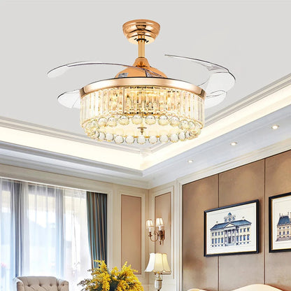 Ventilateur de Plafond LED Cristal &amp; Or – Télécommande, Dimmable, 3 Designs | Crystal Ceiling Fan