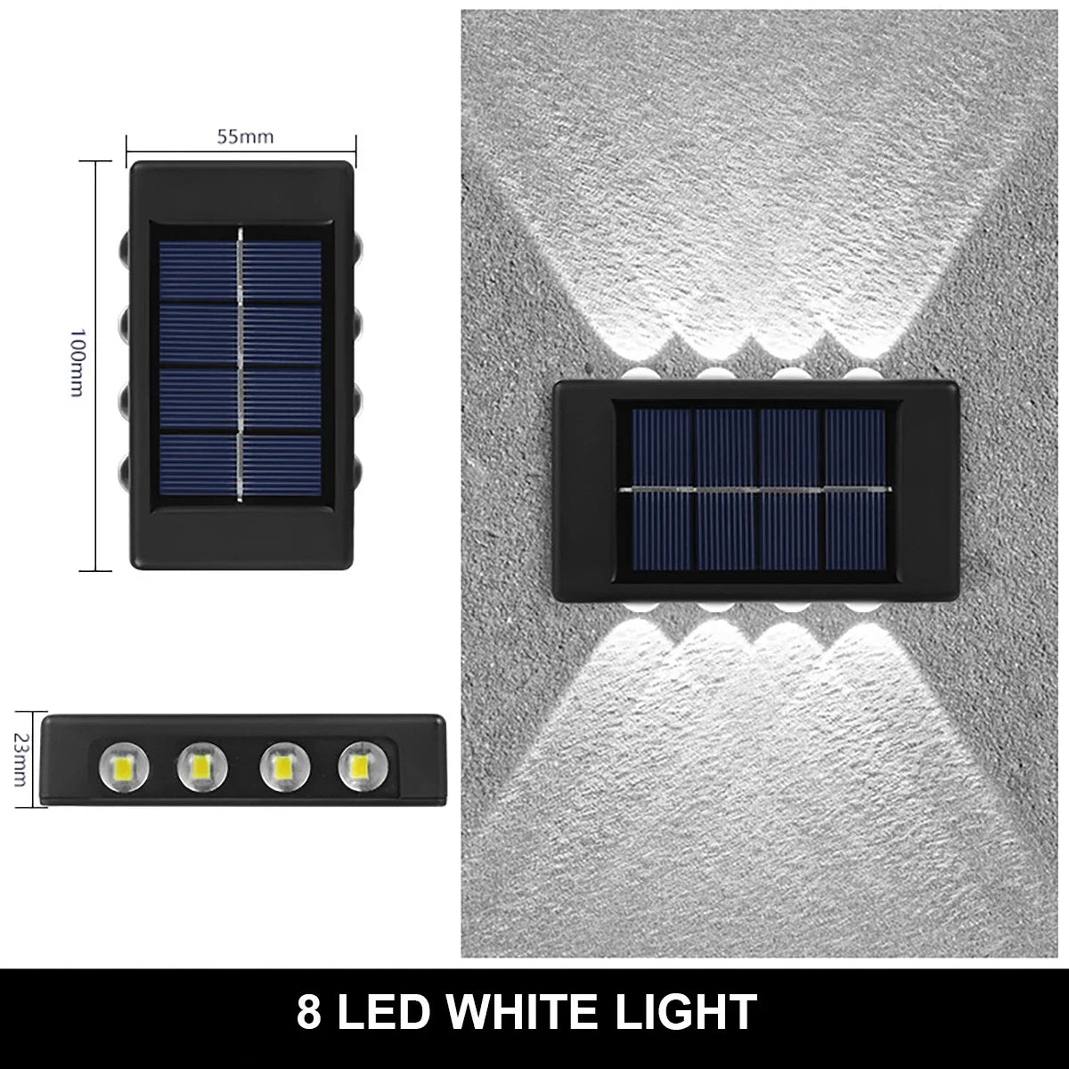Lampe Murale Solaire LED Étanche – 4 à 16 LED – Éclairage Extérieur