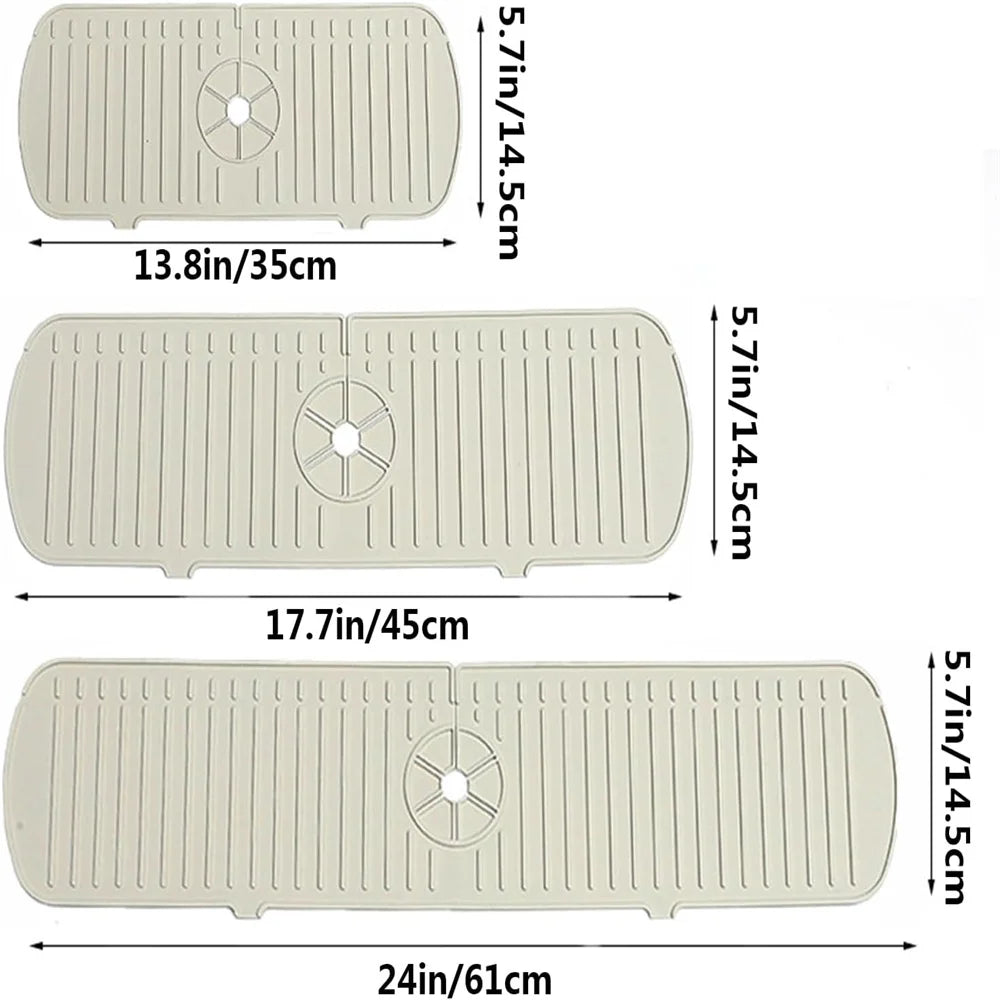 Tapis de Robinet en Silicone – Protection Plan de Travail Cuisine &amp; Salle de Bain | 35-61cm