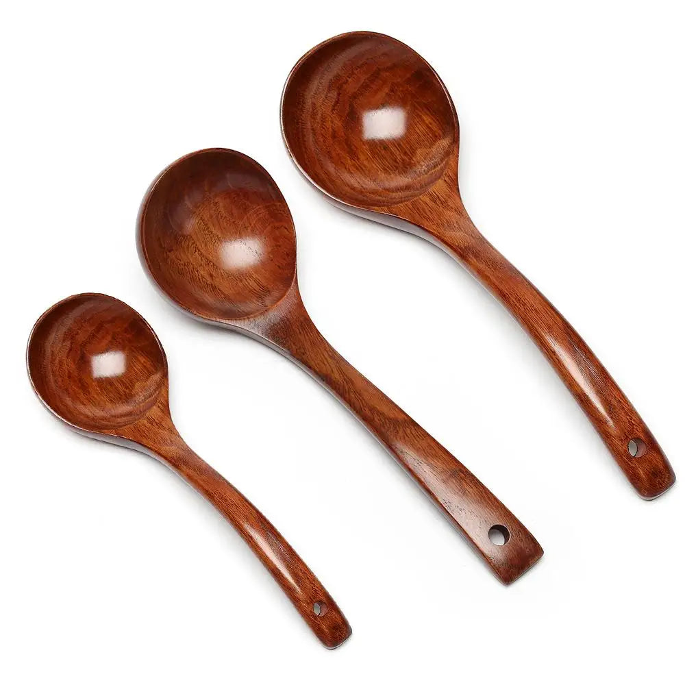 Cuillère en Bois Naturel – Long Manche – Soupe, Ramen &amp; Cuisine