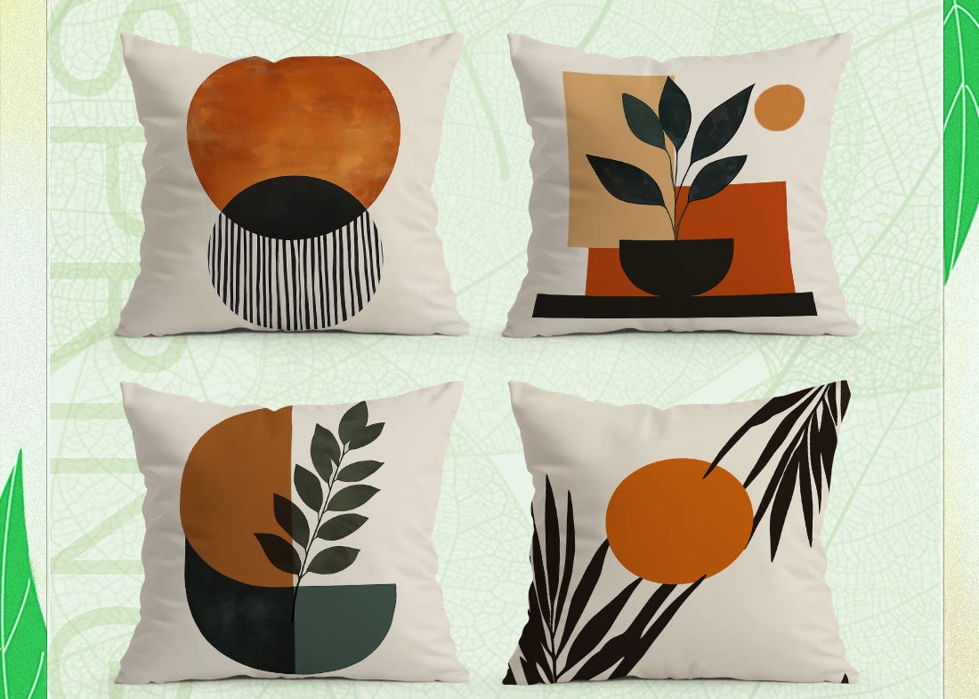 Housse de Coussin Géométrique Abstrait – À l’Unité ou Lot de 4 | 40, 45 &amp; 50cm