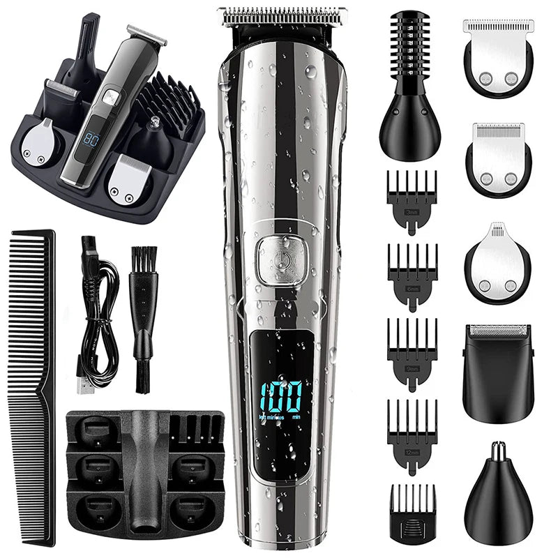 Tondeuse Multifonction 6-en-1 – Barbe, Corps, Waterproof | Rechargeable USB