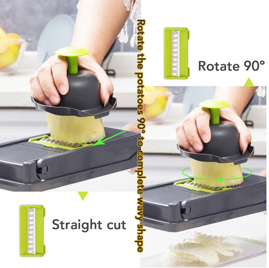 Coupe‑Légumes Multifonction 6‑en‑1 – Mandoline &amp; Râpe Manuelle – Accessoire de Cuisine