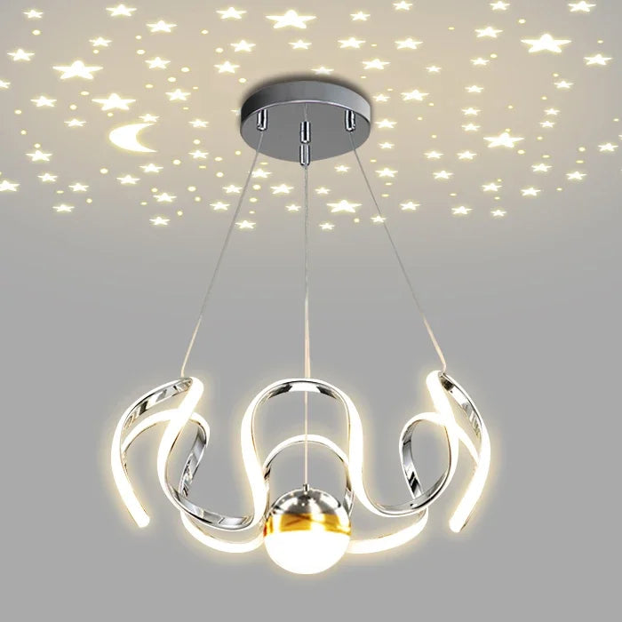 Lustre LED Suspendu Style Nordique – Design Art – Or, Noir ou Chrome – Dimmable Télécommande – Salon &amp; Cuisine