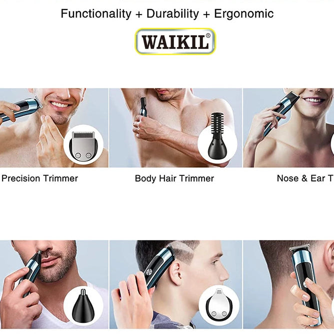 Tondeuse Multifonction 6-en-1 – Barbe, Corps, Waterproof | Rechargeable USB
