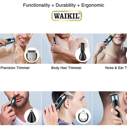 Tondeuse Multifonction 6-en-1 – Barbe, Corps, Waterproof | Rechargeable USB