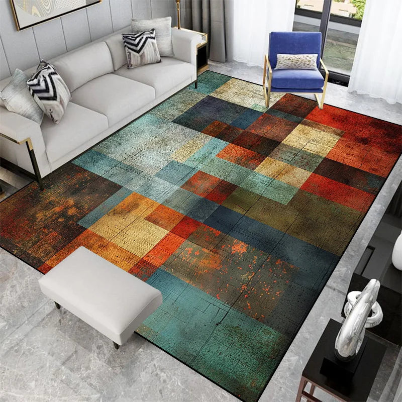 Tapis Géométrique Nordique – Lavable, Antidérapant, Style Scandinave