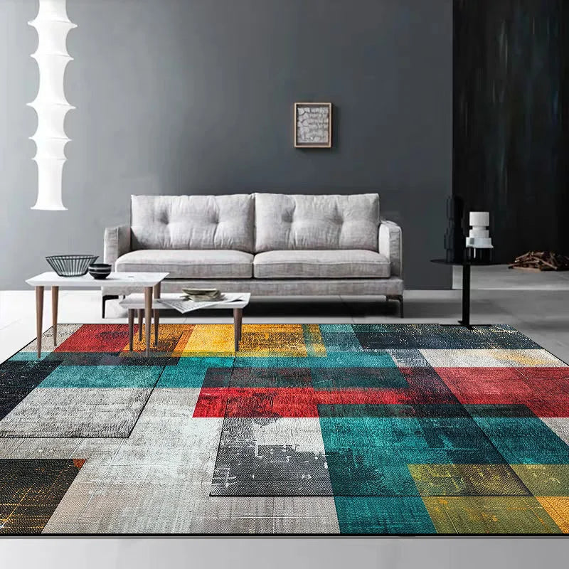 Tapis Géométrique Nordique – Lavable, Antidérapant, Style Scandinave