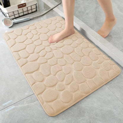 Tapis de Bain Antidérapant – Memory Foam – Effet Galets – 40×60 / 50×80 cm