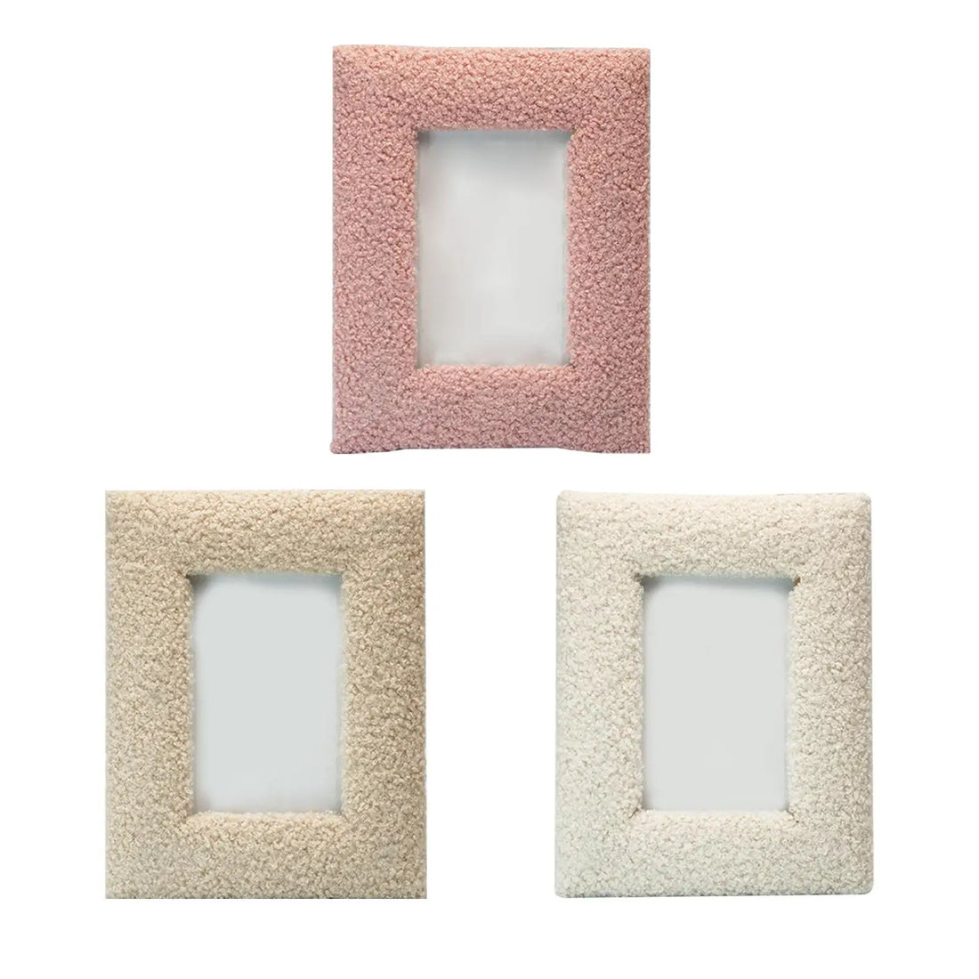 Cadre Photo Décoratif 🖼️ | Bois &amp; Peluche – Style Minimaliste – Poser ou Accrocher – 3 Coloris