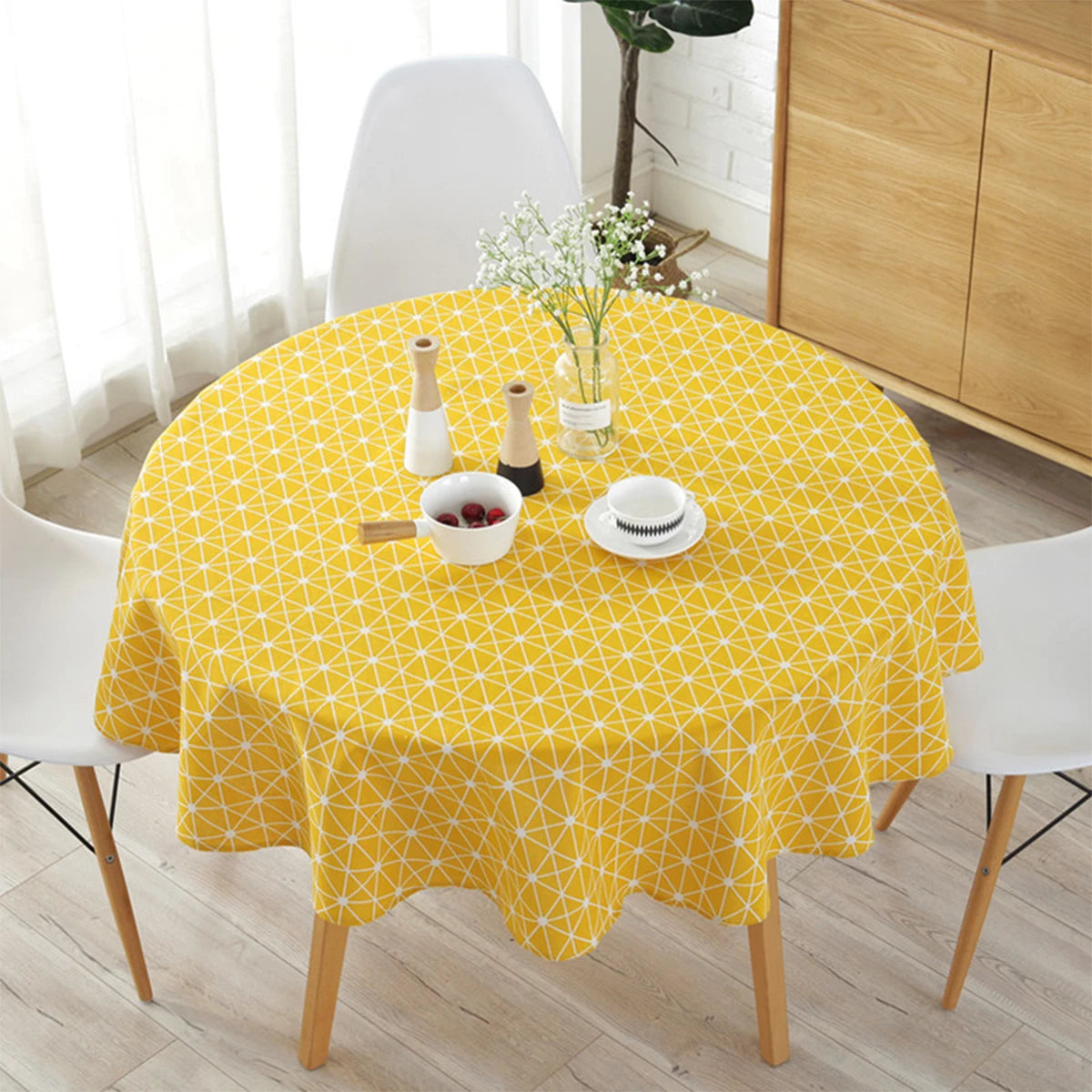 Nappe Ronde Nordique 🌿 | Coton Lin Lavable – 4 Coloris – 120 &amp; 150 cm – Mariage, Fêtes