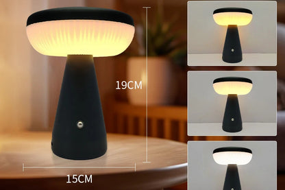 Lampe de Bureau Champignon LED – Tactile, Rechargeable &amp; Dimmable – Style Nordique