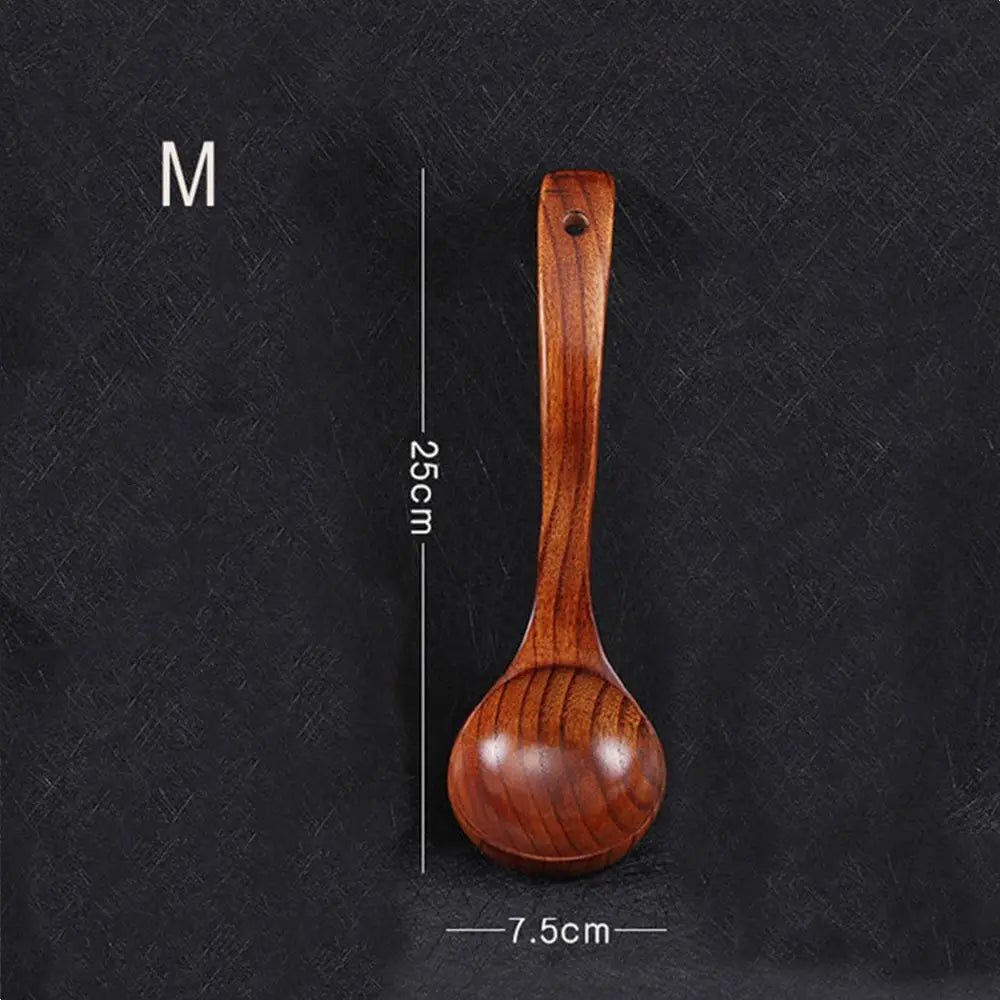 Cuillère en Bois Naturel – Long Manche – Soupe, Ramen &amp; Cuisine