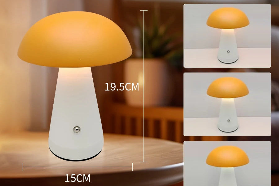 Lampe de Bureau Champignon LED – Tactile, Rechargeable &amp; Dimmable – Style Nordique
