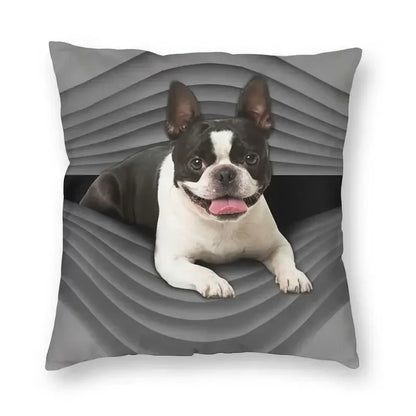 Housse de Coussin Boston Terrier – Impression Double Face | 7 Tailles