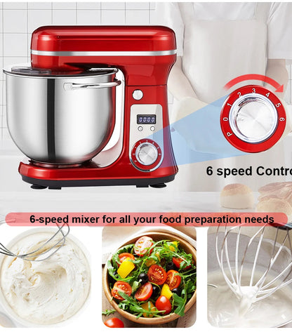 BioloMix 6L Stand Mixer – 1200W, 6 Speeds, Quiet, Whisk / Dough Hook / Beater