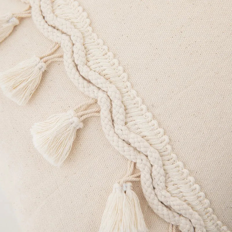Housse de Coussin Boho Marocaine 🌿 | Touffetée &amp; Pompons – 2 Tailles – Déco Canapé