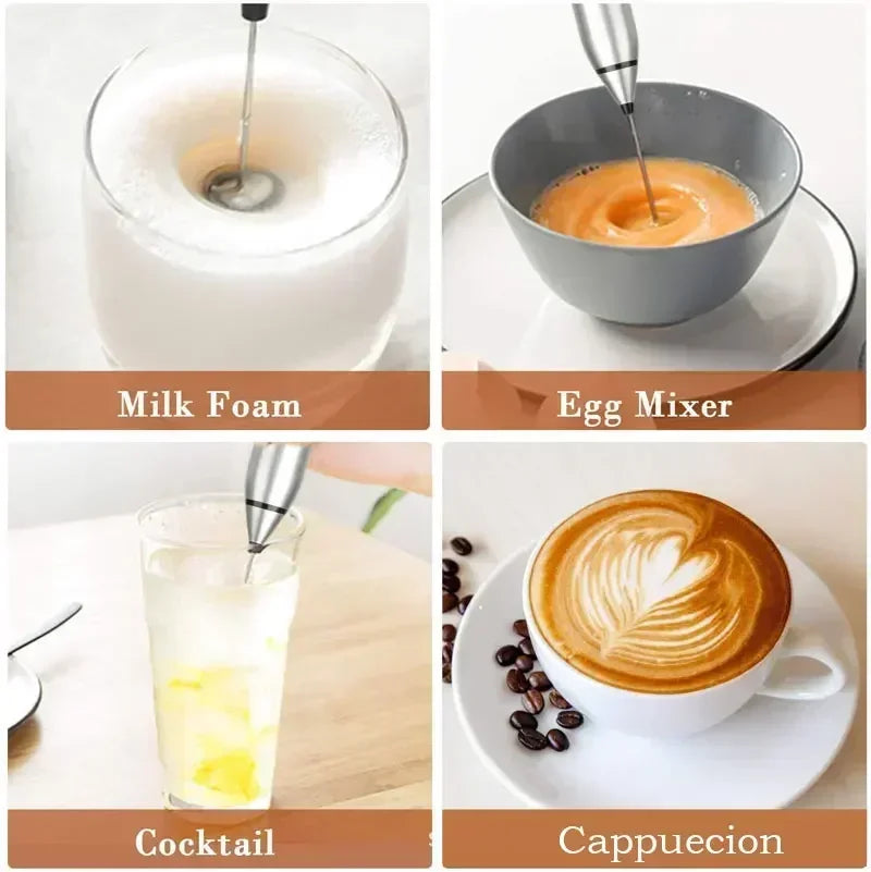 Mousseur à Lait Électrique USB – Mixeur à Main 3‑en‑1 pour Café &amp; Cappuccino