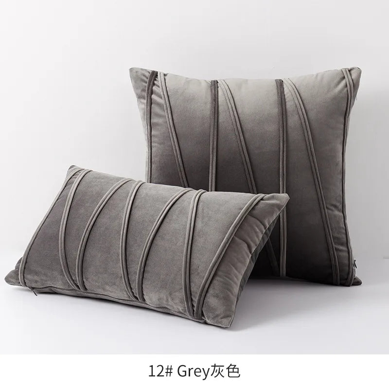 Housse de Coussin en Velours – Rayures Diagonales Chic | 3 Tailles &amp; 13 Coloris