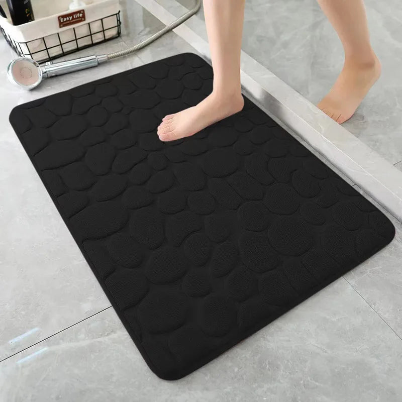 Tapis de Bain Antidérapant – Memory Foam – Effet Galets – 40×60 / 50×80 cm