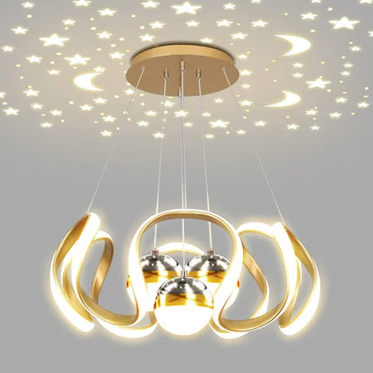 Lustre LED Suspendu Style Nordique – Design Art – Or, Noir ou Chrome – Dimmable Télécommande – Salon &amp; Cuisine
