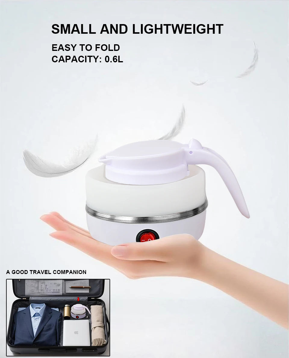 Bouilloire Électrique Pliable 0,6L – Portable, Voyage &amp; Maison, Silicone Haute Résistance