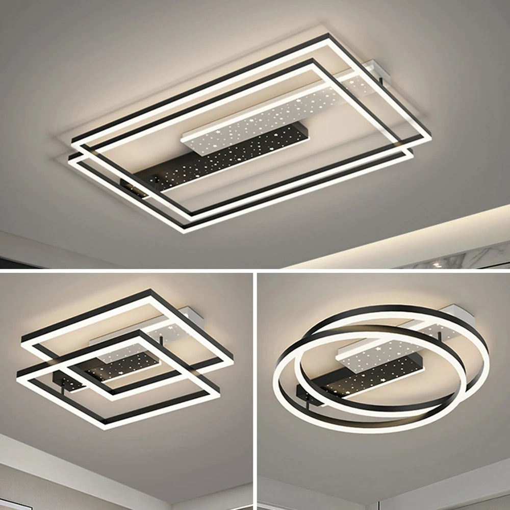 Plafonnier LED Acrylique Style Nordique – Dimmable Tricolore – Rond, Carré ou Rectangle – Salon &amp; Chambre