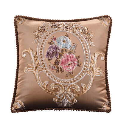 Housse de Coussin Décorative Jacquard 🌸 | Motifs Brodés – Douce &amp; Lavable