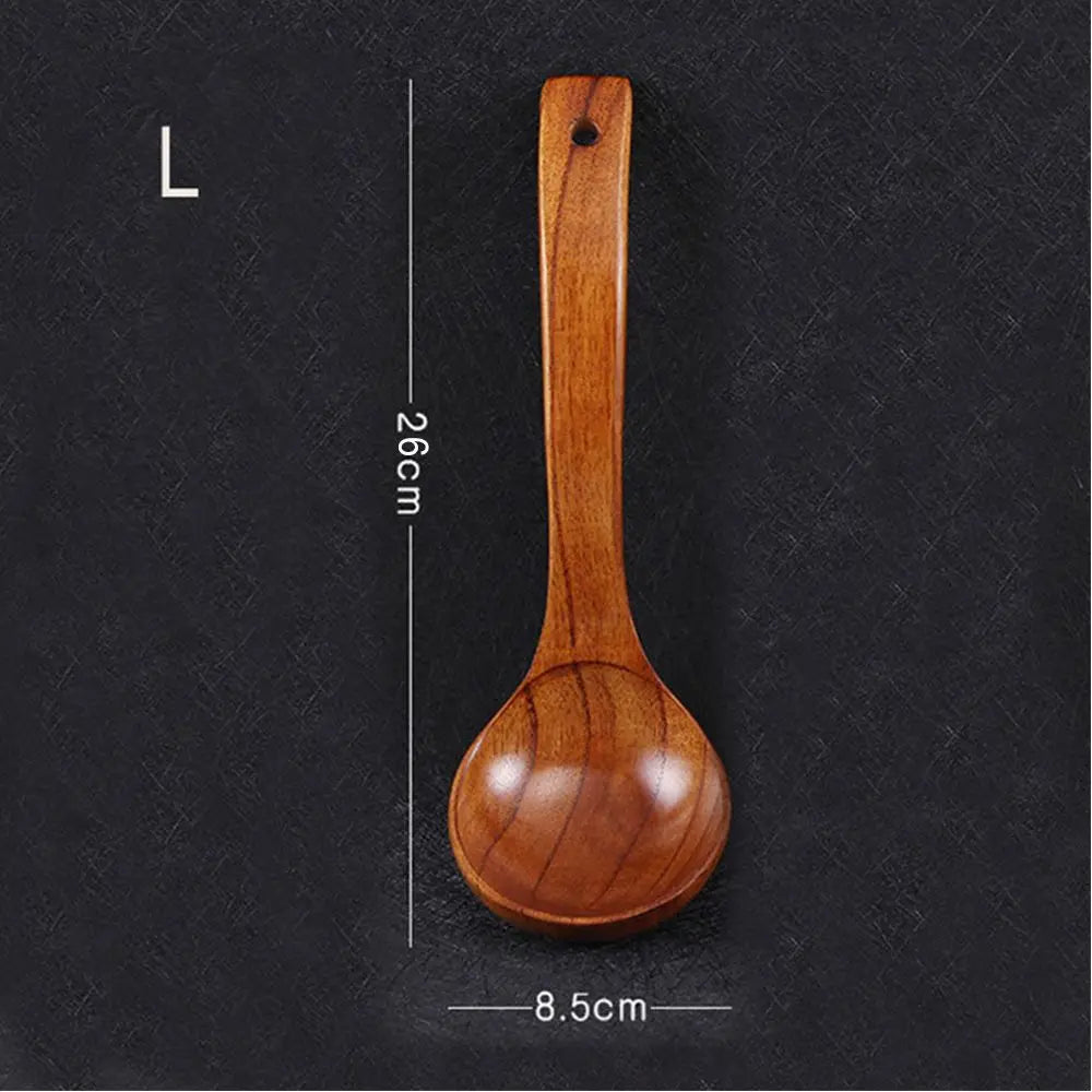 Cuillère en Bois Naturel – Long Manche – Soupe, Ramen &amp; Cuisine