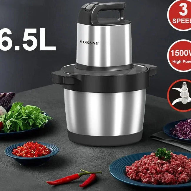 Hachoir à Viande Électrique 3 Vitesses – Inox, Mixeur Multifonction Légumes &amp; Viande, 2L