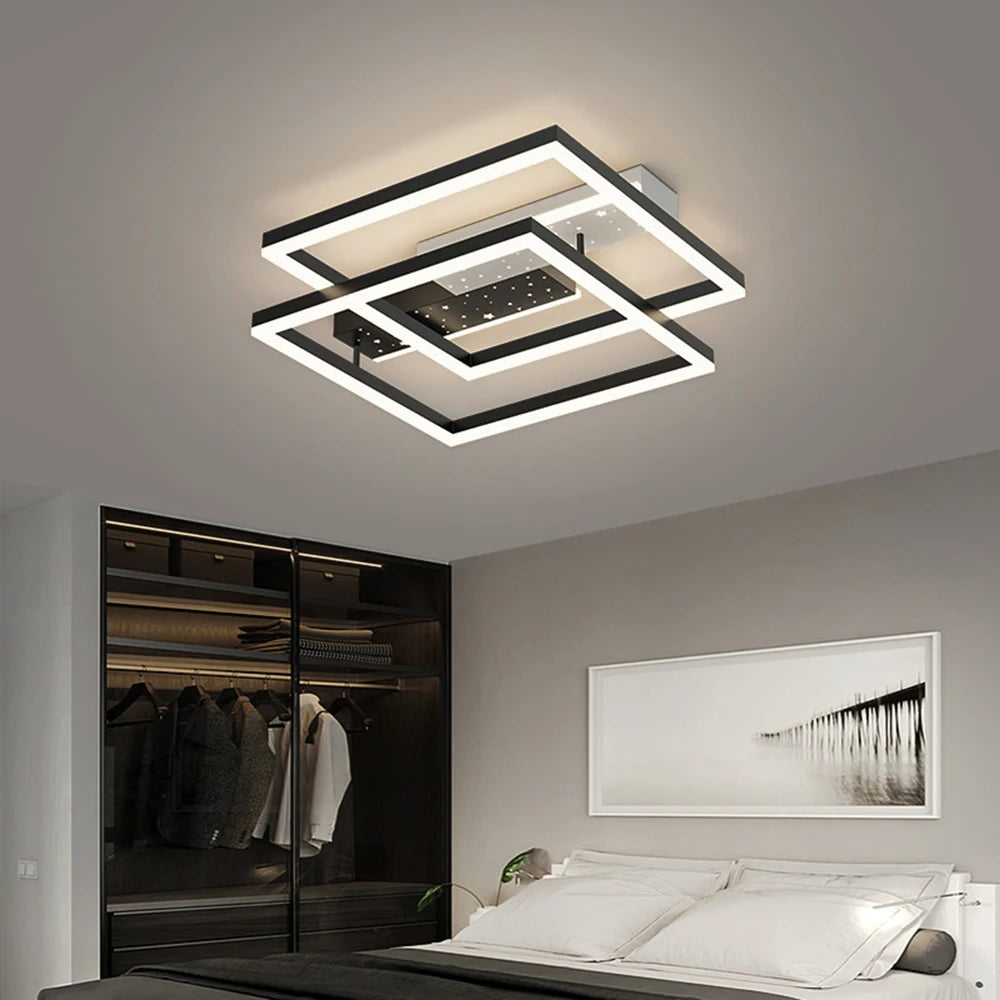 Plafonnier LED Acrylique Style Nordique – Dimmable Tricolore – Rond, Carré ou Rectangle – Salon &amp; Chambre