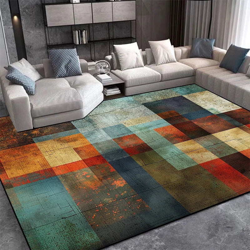 Tapis Géométrique Nordique – Lavable, Antidérapant, Style Scandinave