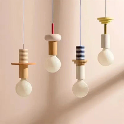 Suspension Bois Style Nordique – LED E27 Dimmable – 8 Formes – Salon, Chambre &amp; Restaurant