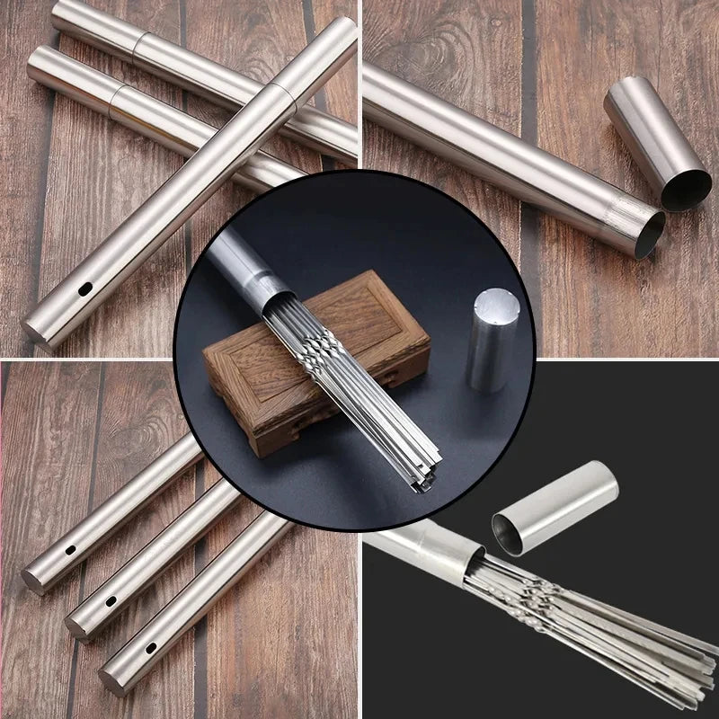 Brochettes Inox Réutilisables – Barbecue, Grill &amp; Camping (10/15/20 pièces + Tube)