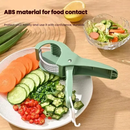 Trancheur Multifonction Inox – Légumes, Fruits &amp; Saucisses | Vert &amp; Orange