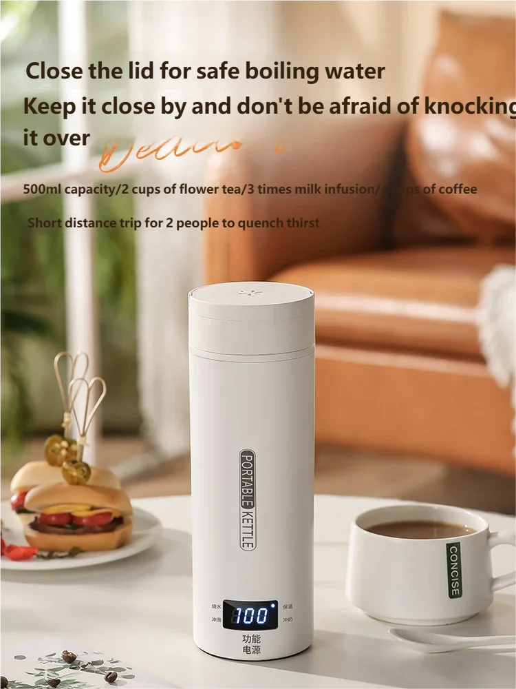 Bouilloire Électrique Portable HOMEFISH 450 ml – Chauffe‑Eau de Voyage, Anti‑Brûlure, Tasse Thermique