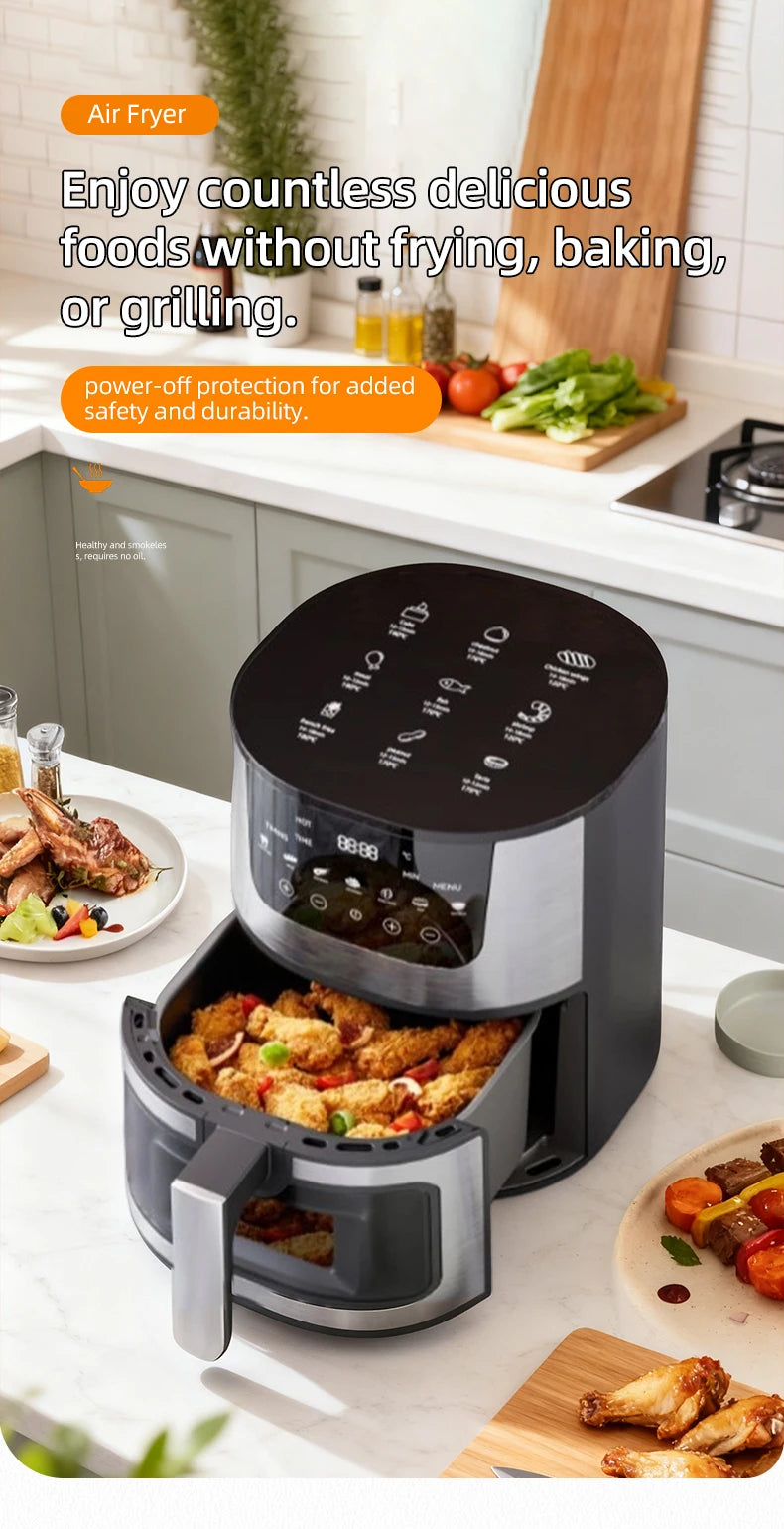 Friteuse à Air Visuelle 7L DIVEDEER – 1400W, Multifonction, Sans Huile