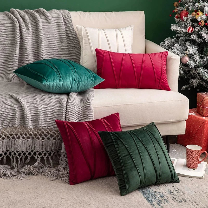 Housse de Coussin en Velours – Rayures Diagonales Chic | 3 Tailles &amp; 13 Coloris