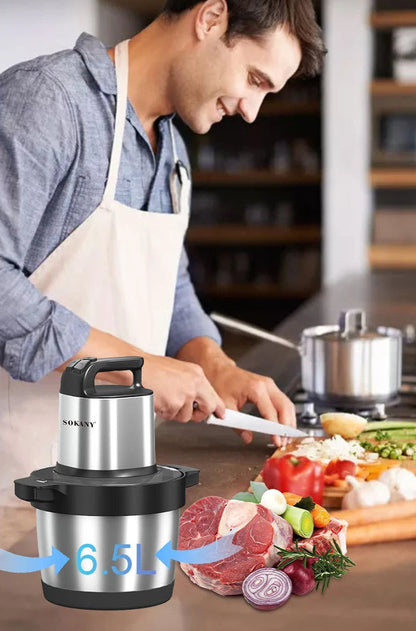 Hachoir à Viande Électrique 3 Vitesses – Inox, Mixeur Multifonction Légumes &amp; Viande, 2L