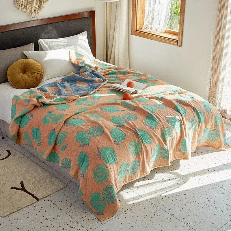 Jeté de Lit 100% Coton Muslin Jacquard – Motifs Floraux | Canapé &amp; Chambre