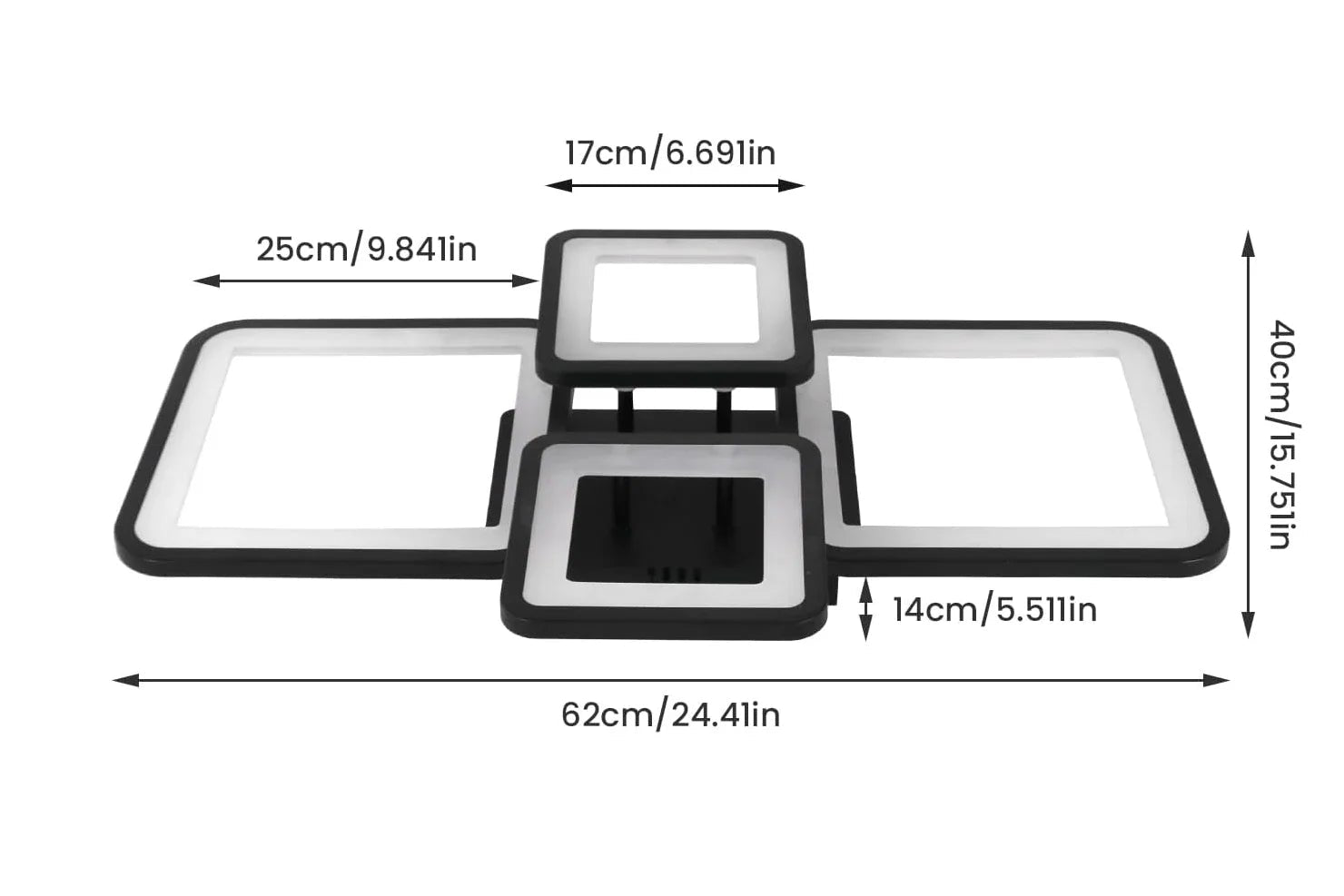 Plafonnier LED 54W avec Télécommande – Lumière Tricolore Dimmable – Salon, Chambre &amp; Cuisine